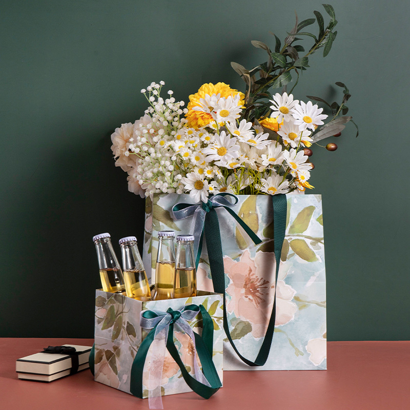 Más tamaño cuadrado bolsa de regalo de vacaciones flor bolso de regalo de cumpleaños bolsa de pastel de hornear bolsa de regalo