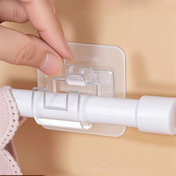 Door Curtain Rod, Punch-Free Hook, Curtain Telescopic Rod Bracket, Horizontal Bar Fixed Seat, a Complete Set of Accessories, Wall Hanging Ring