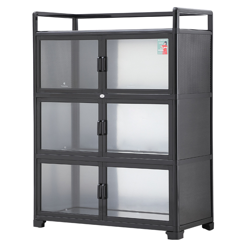 Estante de cocina con puerta de armario piso armario multicapa armario