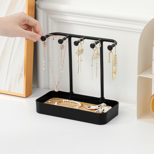 Jewelry storage rack, white multifunctional necklace rack, ring storage box, dressing table, household jewelry rack, earring rack