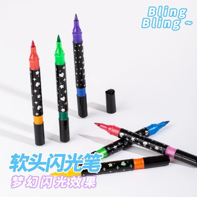 Doble cabeza de doble color marcador de flash nuevo tipo de pinza de gel de flash pintura de acrílico para niños copiar a mano color