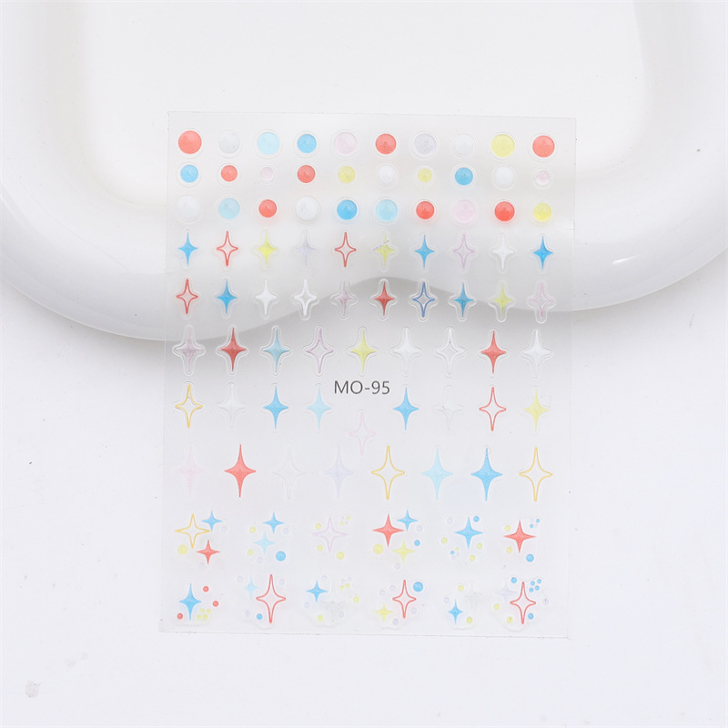 Nueva artesanía uñas arte tridimensional jalea alivio pegatinas dopamina flor estrella amor 3D impermeable uñas pegatinas