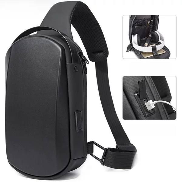 BANGE New Men's Chest bag Waterproof eva Hard Shell Shoulder bag Trendy Crossbody bag Cross-border Chest bag