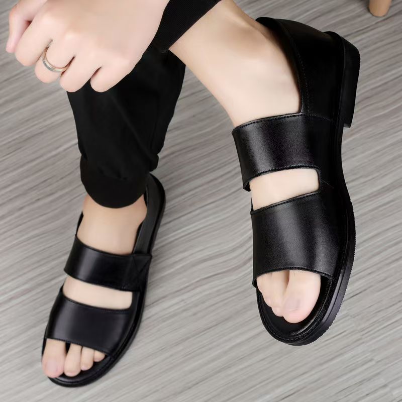 Men's Roman Sandals 2025 Summer Open Toe Fashionable Cowhide Casual Vietnamese Slippers Outdoor Beach Shoes plus size 48