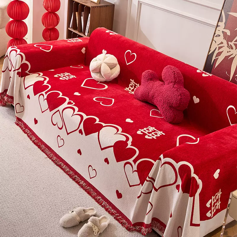 2026新款开心雪尼尔沙发巾全包沙发套防尘防猫抓一片式沙发盖布巾