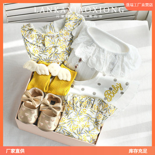 Baby Girl Full Moon Gift Box Baby Born for Hundred Days Baby Cotton Clothes suit Princess Dress Newborn Fashion
