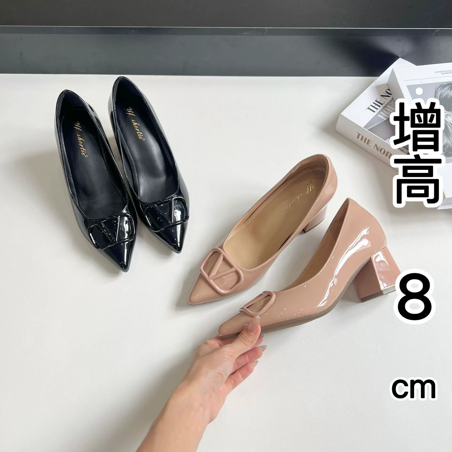 Женские туфли на плоской подошве с V-образной пряжкой из лакированной кожи на толстом каблуке для женщин, лето 2025, новые сексуальные туфли без шнуровки на высоком каблуке с острым носком