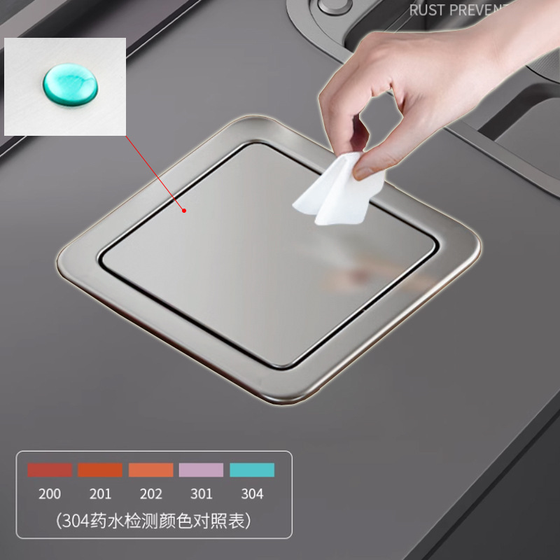 Trash Can with Embedded Stainless Steel Lid, Built-In Invisible Swing Lid for Bathroom, Countertop Cabinet Door, Household Use Trash Can with Embedded Stainless Steel Lid, Built-In Invisible Swing Lid for Bathroom, Countertop Cabinet Door, Household Use