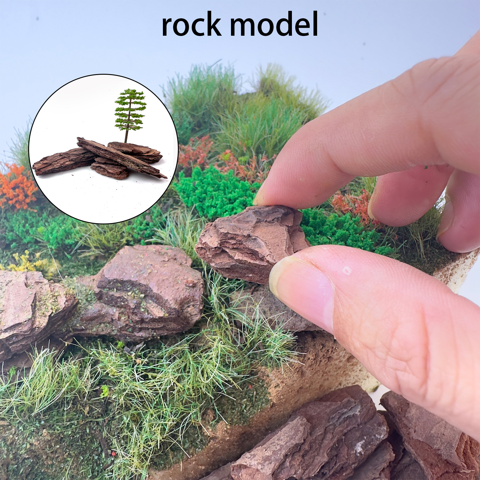 DIY Handcrafted Sand Table Architectural Model Materials Scene Creation Stone Bark Mountain Rock Platform World War Ii Soldier Miniature Landscape