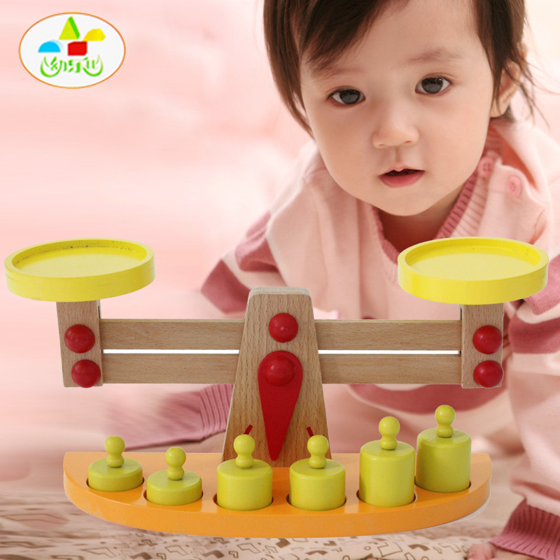 Montessori Balanza De Madera materiales didácticos niños de pesaje juego de equilibrio bebé juguetes de Inteligencia de Educación Temprana