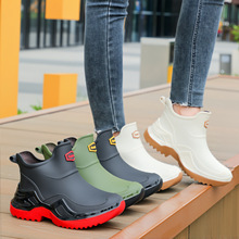国潮黑色短筒胶鞋白色雨鞋时尚防水户外涉水短靴情侣旅游水鞋男鞋