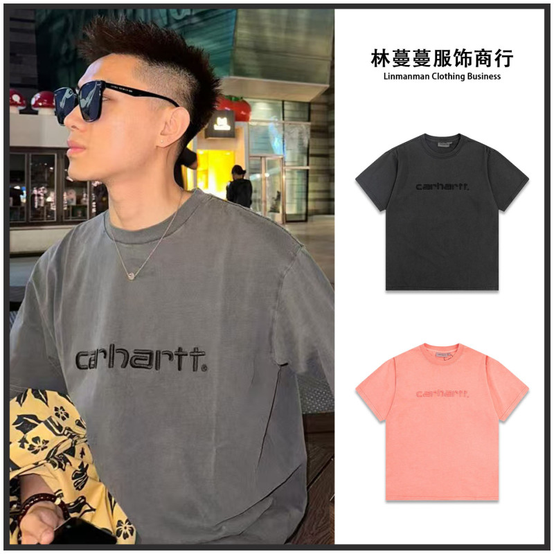 Cross-Border Carhartt New Trendy Brand Short-Sleeve Pure Cotton Unisex Couple Casual Letter Embroidery Carhartt T-Shirt Cross-Border Carhartt New Trendy Brand Short-Sleeve Pure Cotton Unisex Couple Casual Letter Embroidery Carhartt T-Shirt