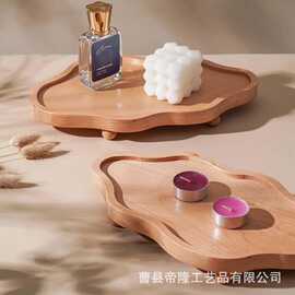跨境实木首饰收纳托盘 家用玄关钥匙香薰置物 桌面口红项链收纳