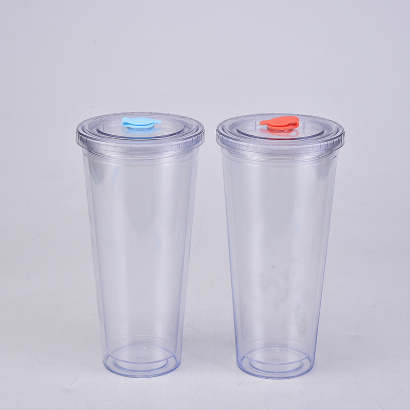 Double-layer Plastic Big Hole Straw Cup With Milk Tea Cup Water Cup display picture 8