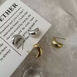 宝曼 极简金属豆豆耳钉小众高级感百搭气质耳环通勤韩系耳饰钛钢