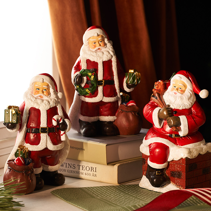 Cross-border best-selling Santa Claus figure decorative Christmas ornament gift resin Christmas decoration atmosphere arrangement