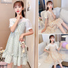 Summer dress, children's summer clothing, fashionable thin set, cute skirt, suitable for teen, western style, floral print