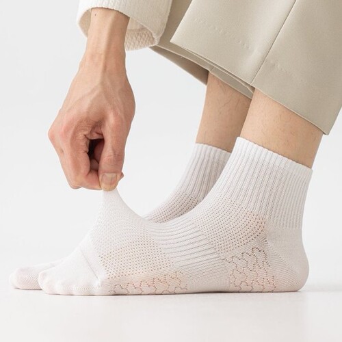 MEKKI Cotton Antibacterial Plain Color Medium Calf Men's Socks Summer Thin Breathable Absorbent Casual Simple Cotton Socks