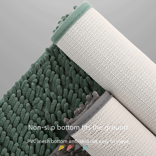 Bathroom floor mat, absorbent rug for bathroom entrance, chenille non-slip footpad for toilet, doormat for entryway, restroom mat