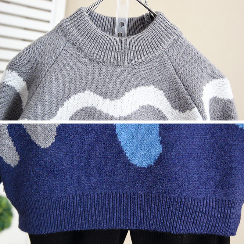6887 suéter para niños otoño e invierno camisa de fondo grueso para niños 2025 nuevo suéter de bebé de invierno para niños pequeños y medianos