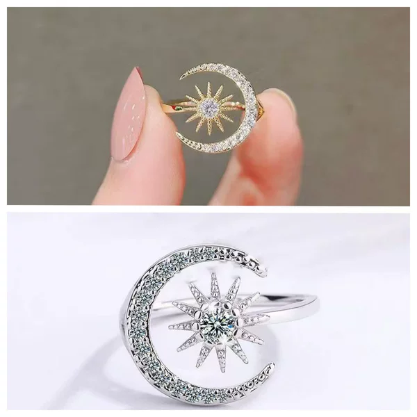 2026 new star and moon open ring, with a high-end, fashionable, and luxurious design, perfect for everyday wear