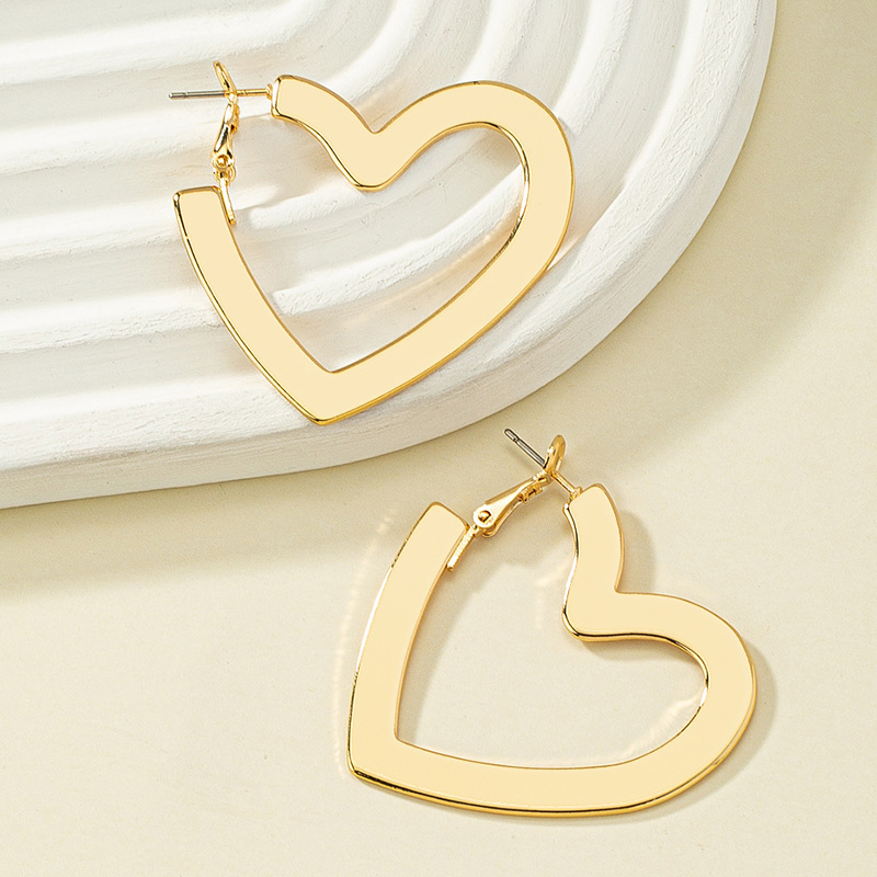 1 Pair Fashion Heart Shape Alloy Plating Women's Earrings display picture 3