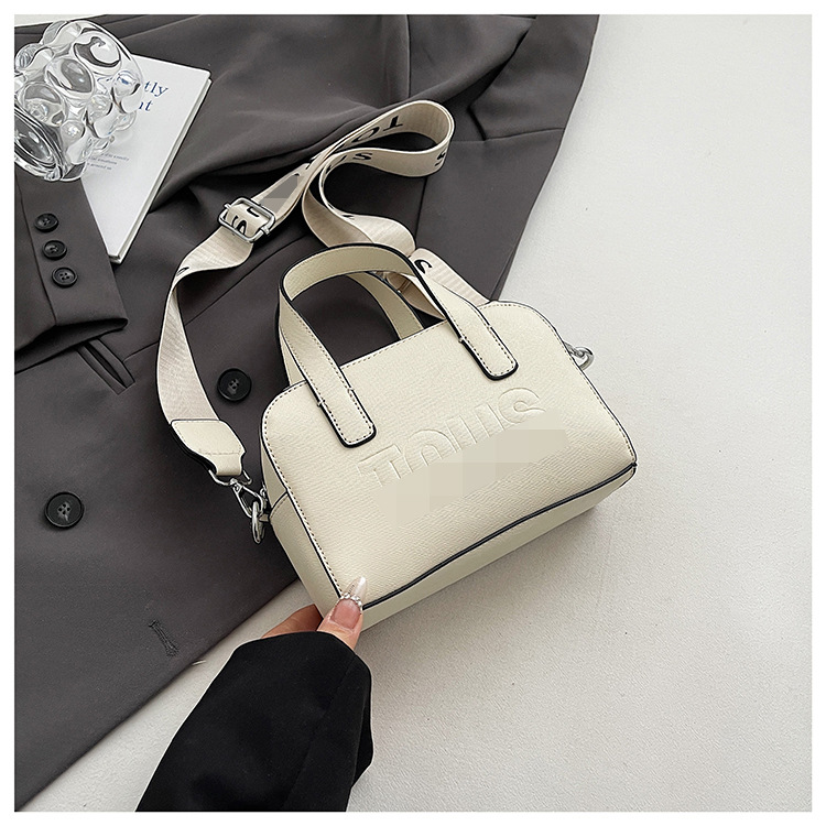 Bolso de mano con letras transfronterizas para mujer bolso Boston de gran capacidad color puro estilo occidental retro cuero suave temperamento moda bolso diagonal