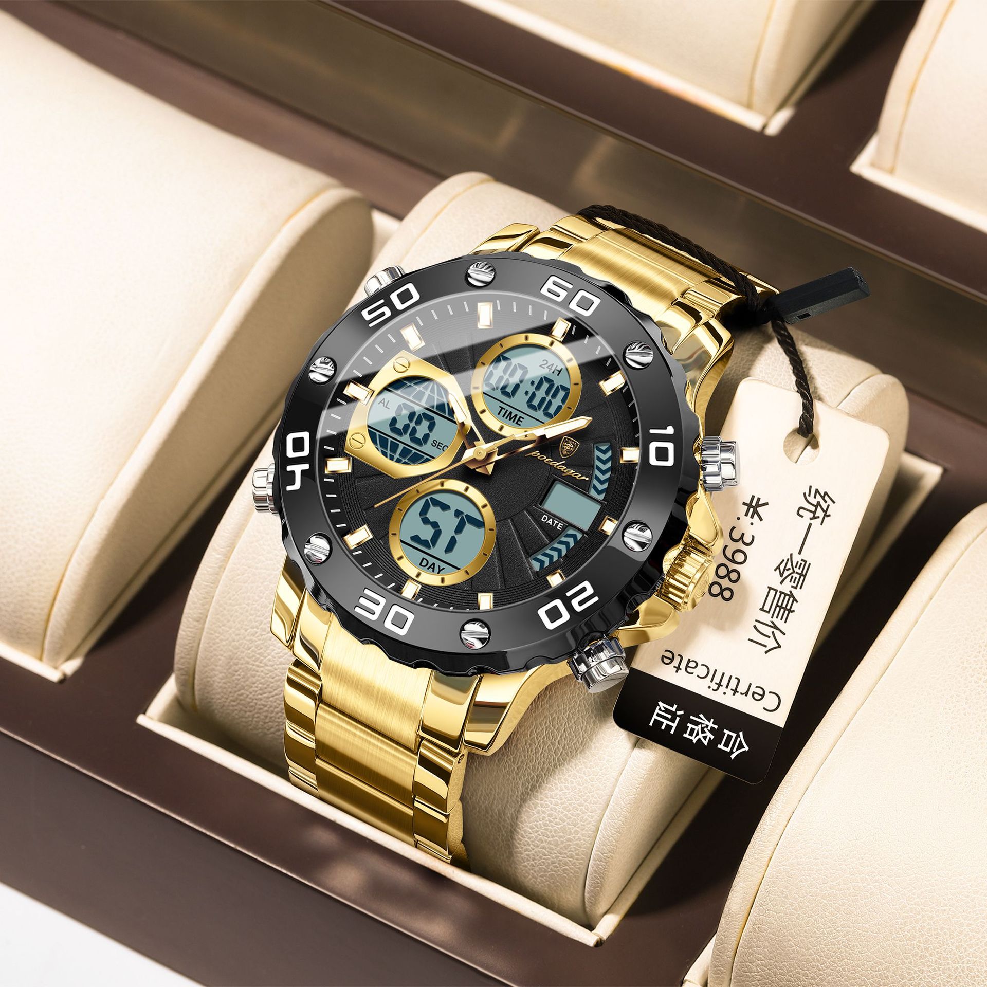 E102 골드 쉘 블랙 표면 스틸 벨트 모델