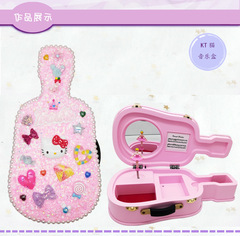 兒童手工diy製作小提琴音樂盒材料包 奶油膠配飾拼搭吉他八音盒