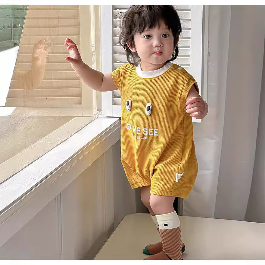 2024 verano 0-2 años bebé casual cuello redondo letras mameluco sin mangas mameluco estilo fino ropa de salida para bebés