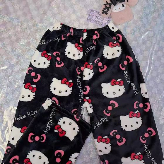 2024 Women's Autumn and Winter New Flannel Pajama Pants Coral Fleece fleece-lined Warm Casual Home Pants