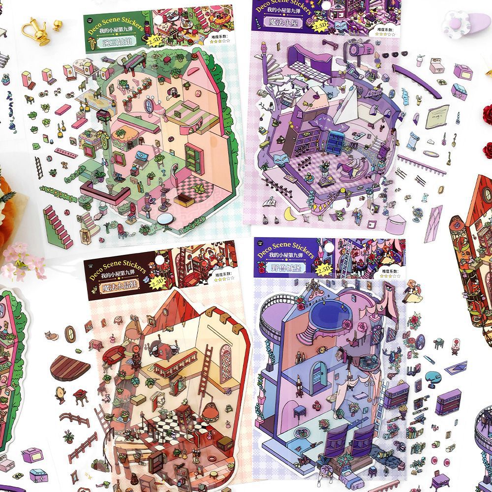 Pegatinas de paisajismo Infeel.Me2.5D Mi cabaña noveno paquete de pegatinas de decoración de escena de bricolaje