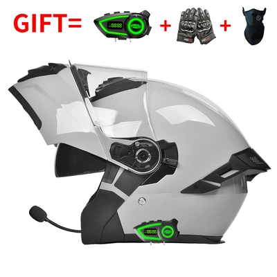 Motosiklet kaskı (dəbilqə) — Safety Helmets, Flip-Up Helmets Factory - bluetooth-model-gray-hd-mirror-m-size-55-56-head-circumference