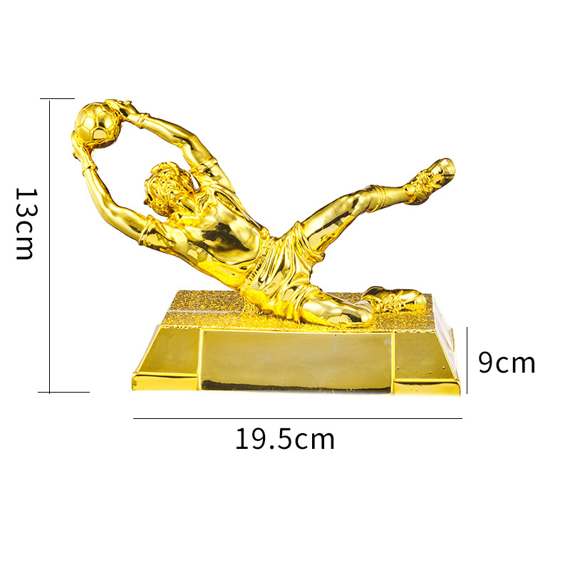 Copa de Europa Trofeo de portero de fútbol Guantes de oro Tirador de portero Trofeo de pelota de oro Partido de resina Trofeo de fútbol grabado