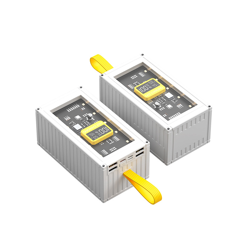 Popular armadura transparente pantalla digital carga rápida contenedor banco de energía multi-puerto 50000mAh gran capacidad fuente de alimentación móvil