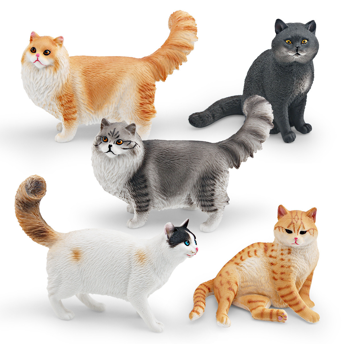 Simulación transfronteriza de aves de corral mascotas modelo de animales gato naranja gato flores gatos animales estáticos juguetes de decoración de mesa