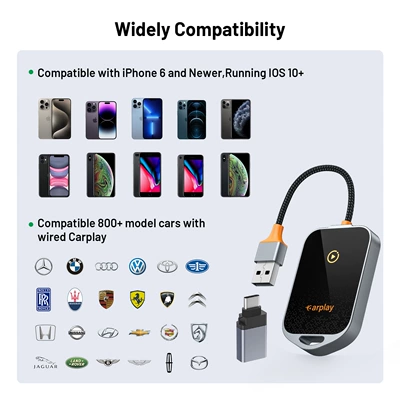 Simsiz CarPlay və Android Auto Wired to Wireless Screen