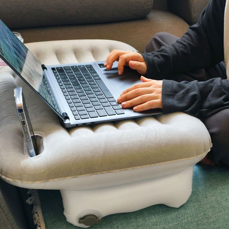 Thickened Flocking Waterproof Inflatable Computer Desk Portable Computer Desk Outdoor Multi-Function Computer Desk High-Speed Rail Car Cushion