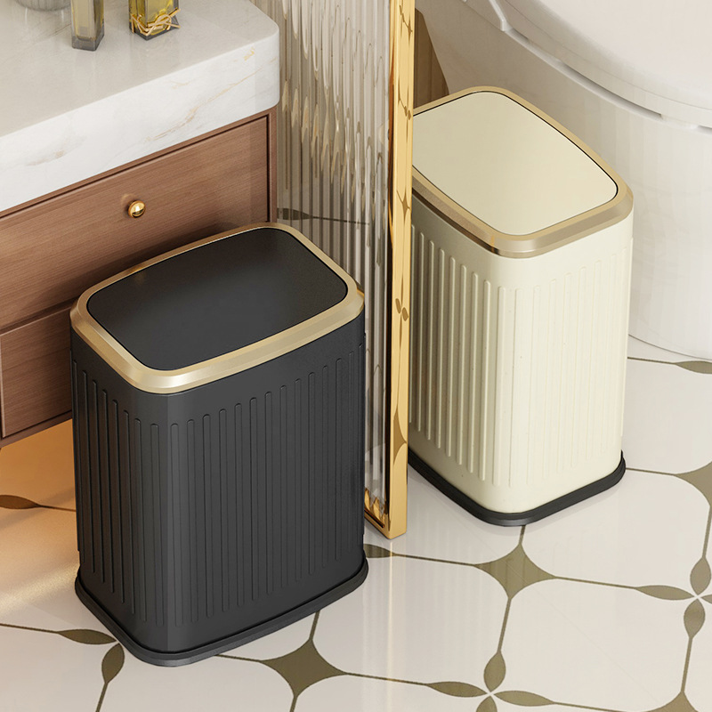 Leiser Mülleimer aus Edelstahl mit Schwingdeckel – 8 l/15 l, automatisch schließender Deckel, verstecktes Beuteldesign für Küche, Bad, Wohnzimmer und Schlafzimmer_voghion.com