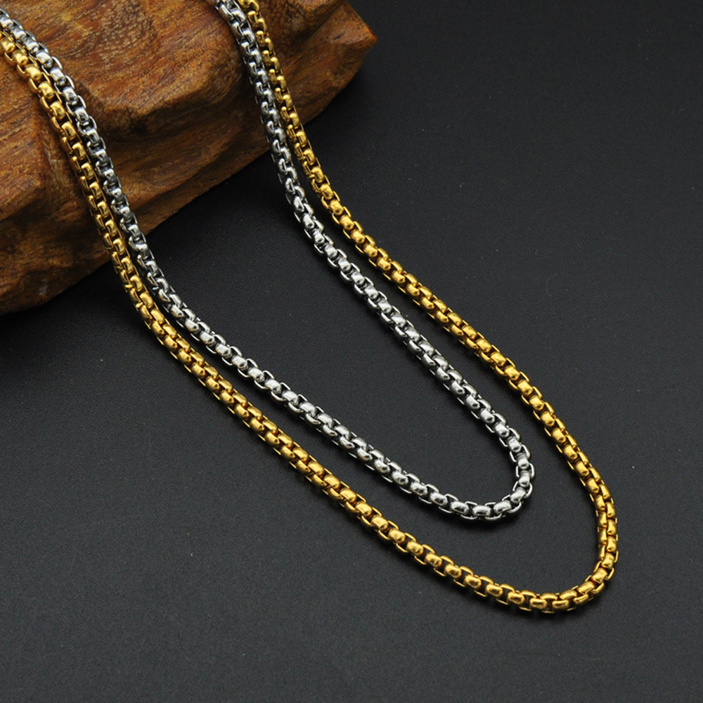 Herren Halskette Mit Quadratischer Perle Aus Edelstahl_voghion.com