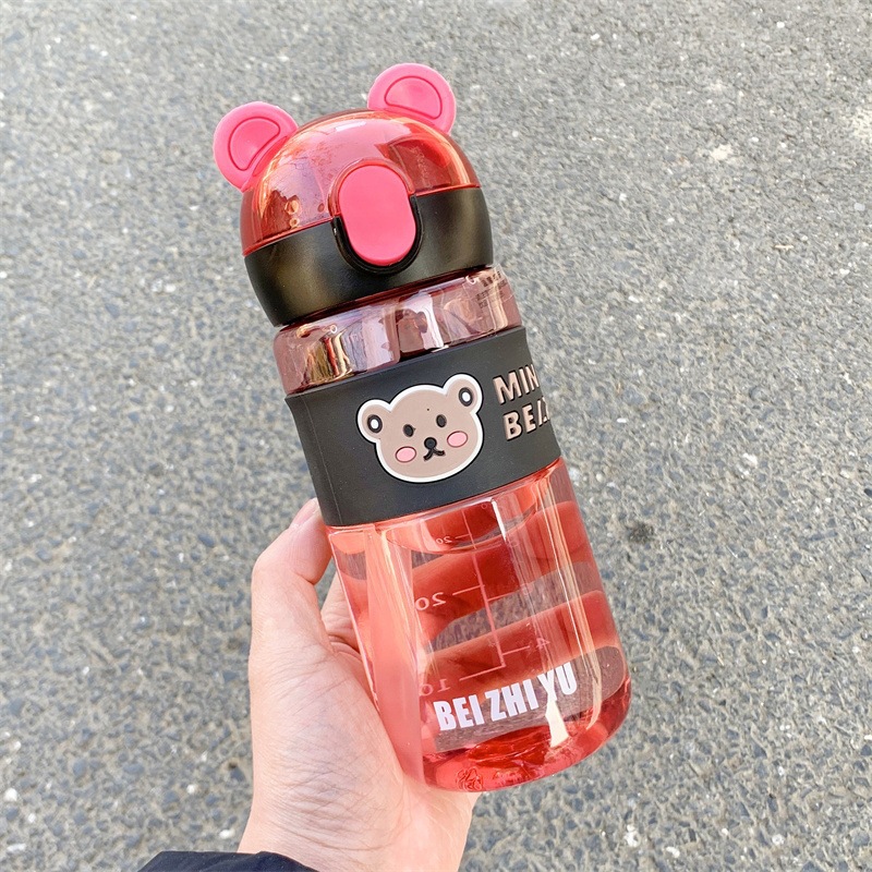 Niños de verano hervidor taza de paja nueva taza portátil oso beber cuerda dibujos animados nueva taza de agua adorable popularidad en línea