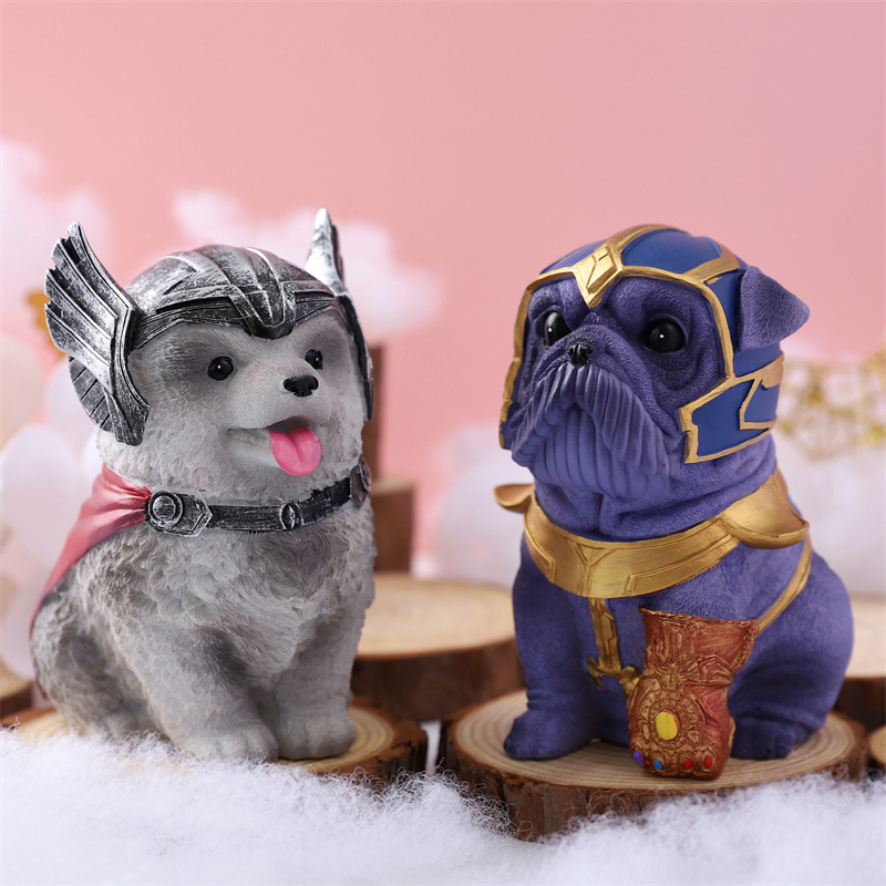 Nuevo creativo divertido perro alcancía hucha hierro hombre fresco perro casa dormitorio decoración resina decoración