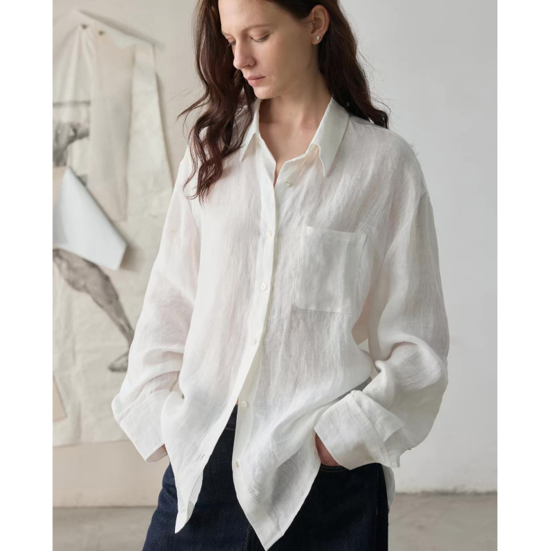 2026Ss Red Label High-End Series Japanese Imported Strong Twisted Organic Linen Loose Casual Long-Sleeve Shirt