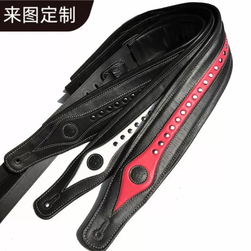 定制真皮尤克里里背带定制吉他拼色背带乐器拼色皮带印logo订做