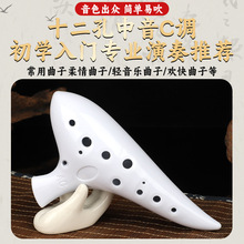 ✅12孔白色陶笛 中音C调 批发陶笛12孔民族乐器 初学  演奏一步到