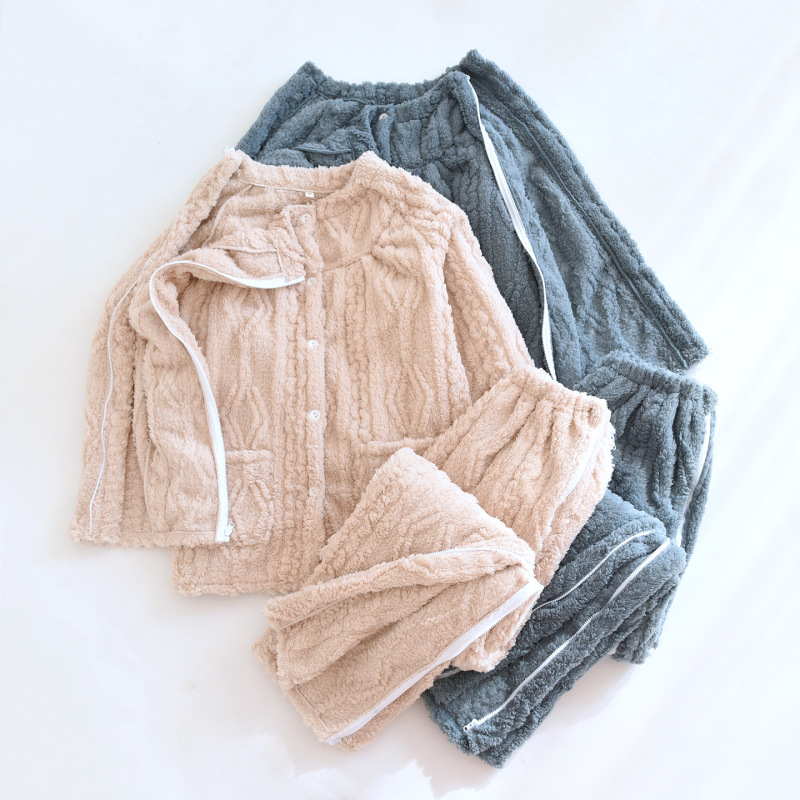 Women's Autumn and Winter Flannel Warm Nursing Clothing, Easy to Put on and Take Off, Side-Opening Home Rehabilitation Clothing for Post-Acupuncture and Physical Therapy, Suitable for Bedridden Individuals Women's Autumn and Winter Flannel Warm Nursing Clothing, Easy to Put on and Take Off, Side-Opening Home Rehabilitation Clothing for Post-Acupuncture and Physical Therapy, Suitable for Bedridden Individuals