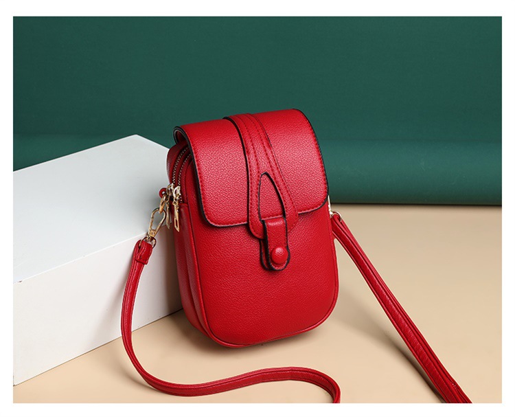 281g Weight Polyester Lining Material Women's Mini Pu Leather Solid Color Fashion Square Zipper Crossbody Bag