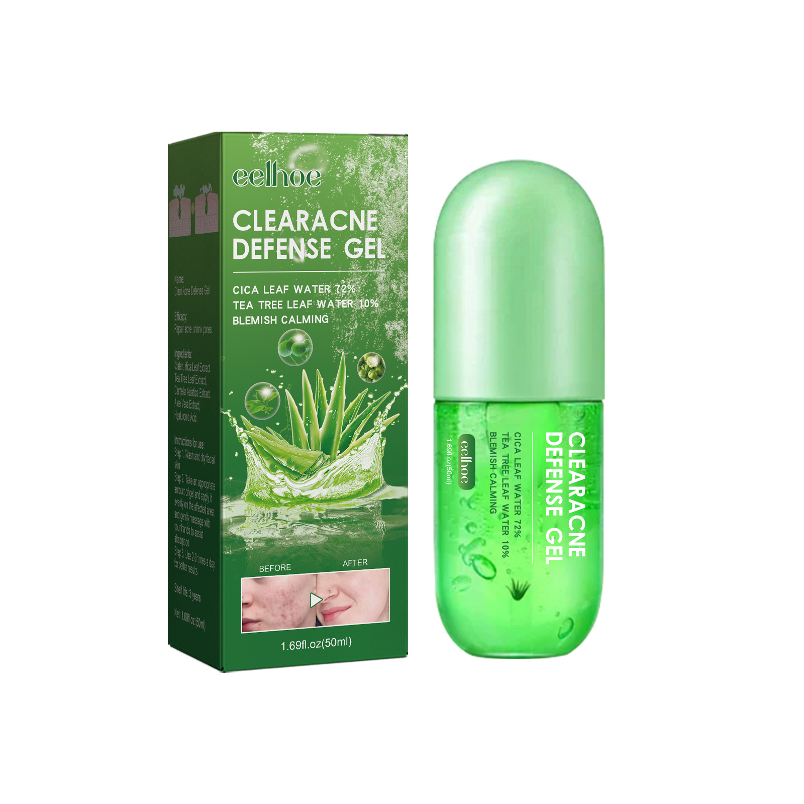 EELHOE Gel detergente all'aloe Schiarisce Chiude la bocca Acne, Migliora la pelle acneica, Idrata Cura della pelle_voghion.com