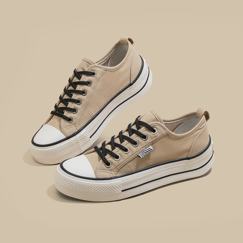 2026 nuevo estilo de moda zapatos de lona de altura de suela gruesa para mujeres zapatos de moda retro más estudiantes zapatos de lona casuales universales