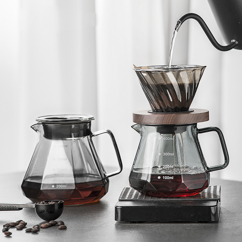 Coffee Sharing Pot Hand Brewed Coffee Cloud Pot Set Heat-Resistant Glass Coffee Filter Cup Brewing Pot Coffee Utensils